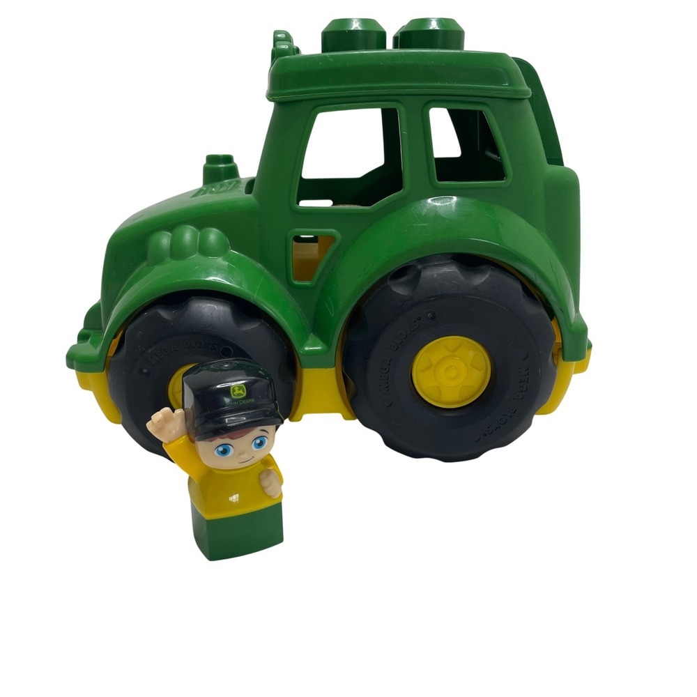 Mega Bloks John Deere Green Tractor Toy‎ with Farmer Figure Block Buddy Set